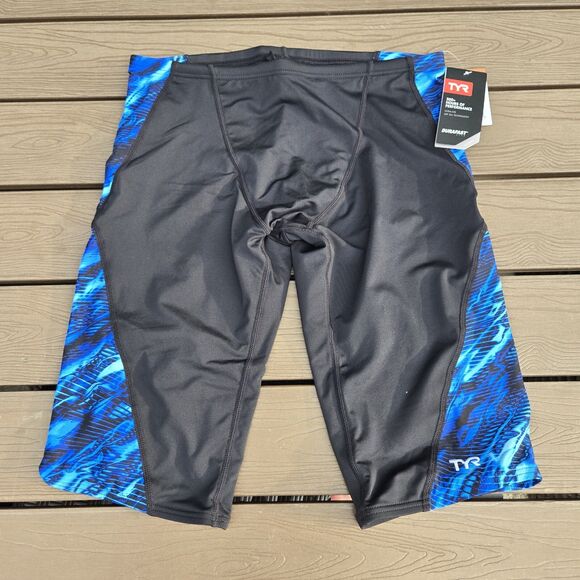 TYR Men's Durafast Cadence Blade Splice Blue/black  Jammer SZ 32 New - Picture 1 of 3